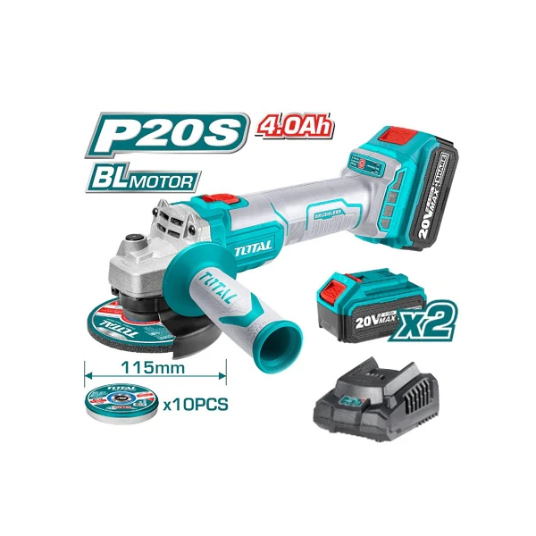 PULIDORA INALAMBRICA 20V INCLUYE 10 DISCOS PARA CORTE DE METAL 2 BATERIAS Y CARGADOR INDUSTRIAL TOTAL (UTAGLI2011582)