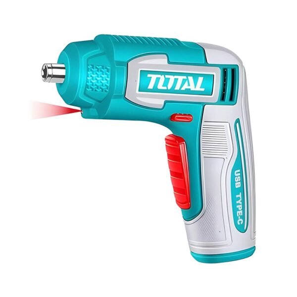 ATORNILLADOR INALAMBRICO 4V 4NM ESTUCHE PLASTICO + 8 PUNTAS TALADRO Y CONECTOR SUPER TOTAL (TSDLI0458)