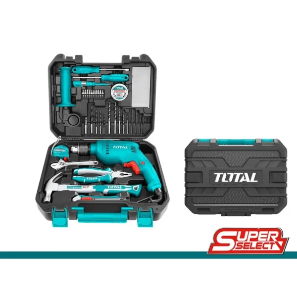 TALADRO PERCUTOR 1/2 680W V/VARIABLE CON ESTUCHE PLASTICO INCLUYE 115PZS SUPER SELECT TOTAL UTHKTHP1152