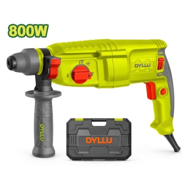 TALADRO ROTOMARTILLO SDS PLUS 800W 120V CAJA PLASTICA INCLUYE (3) BROCAS (2) CINCELES DYLLU (UDTRH1D26)