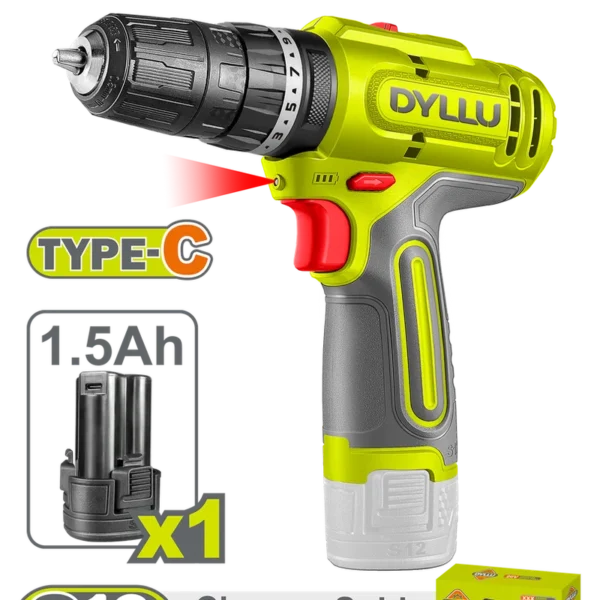 TALADRO INALAMBRICO PERCUTOR 3/8" 12V 20NM INCLUYE 1 BATERIA 1.5 AH DYLLU (DTCDS5681)